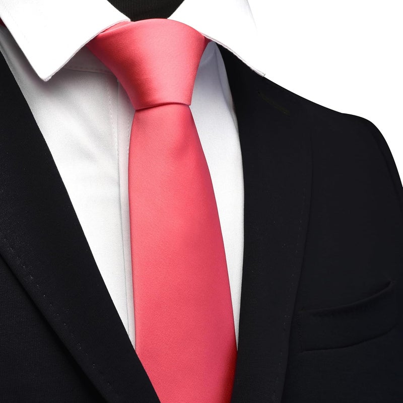 Branduce 3.15"（8cm） Mens Solid Satin Tie Pure Color Necktie for Business and Wedding + Gift Box - Image 2